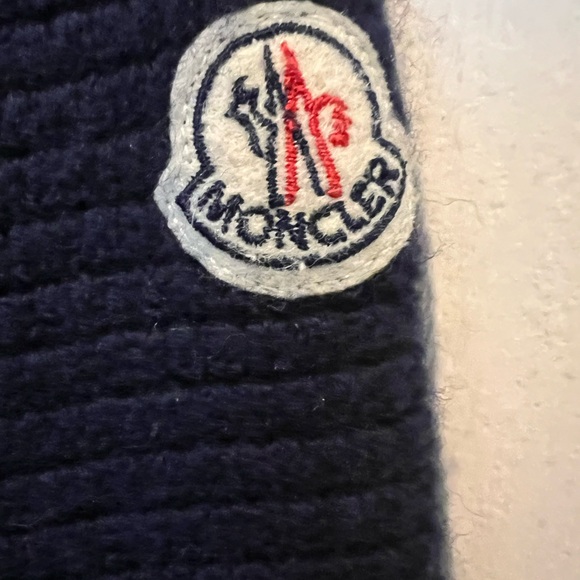 Moncler Navy Puffer Jacket with Knit Sleeves - Picture 3 of 4